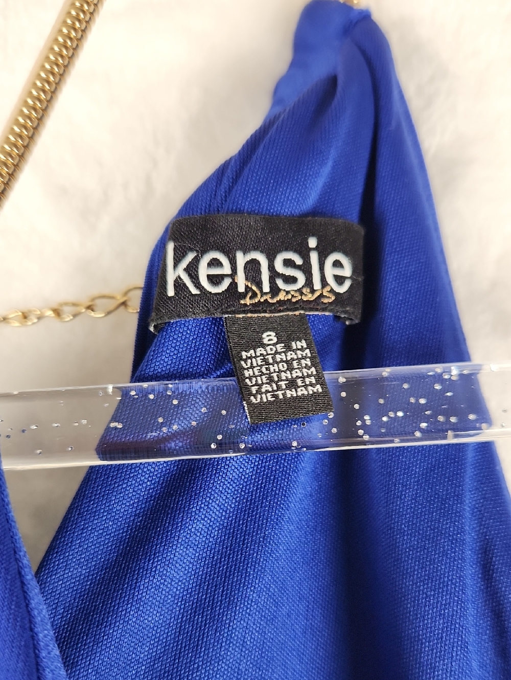 ✨ Kensie Cobalt Blue Halter Dress ✨ Size 8 - Metallic Chain Neckline - Picture 11 of 16